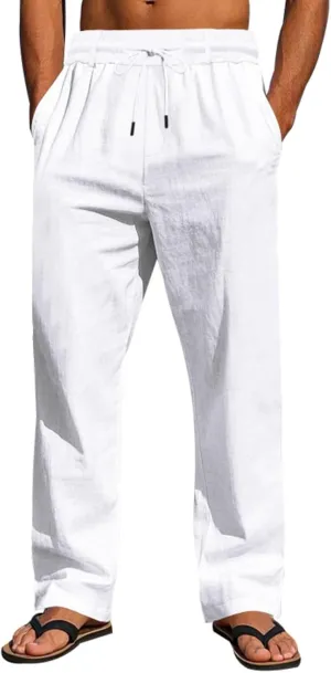 Man Loose Fit Trousers Pants for Man Linen Thin Ruched Straight Leg Basic Long Leg Fall Summer Trousers Pants 2025