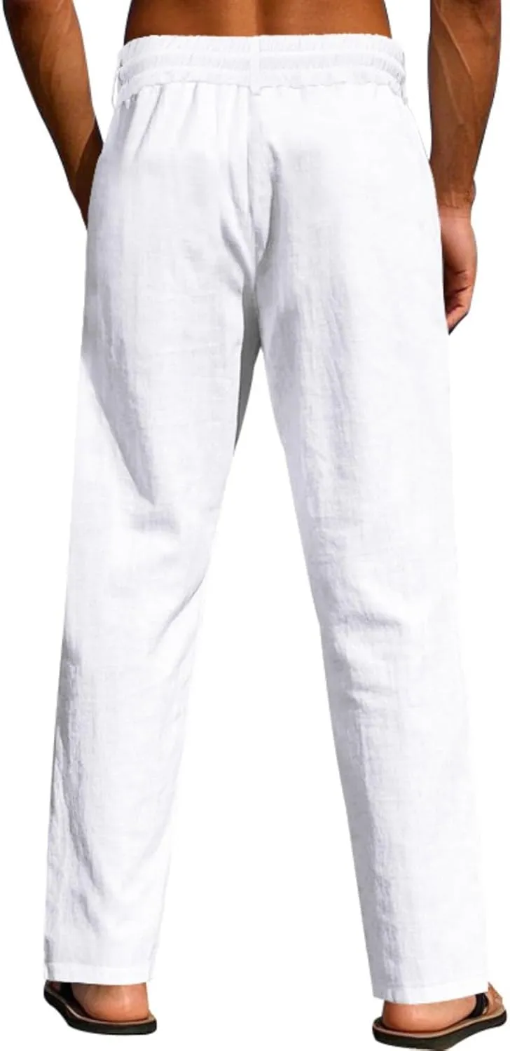 Man Loose Fit Trousers Pants for Man Linen Thin Ruched Straight Leg Basic Long Leg Fall Summer Trousers Pants 2025