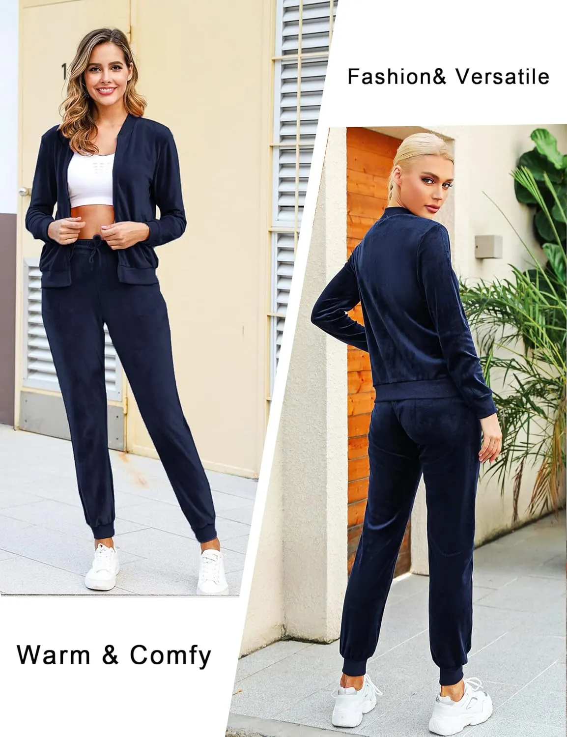 Marvmys Women's Velour Tracksuit Full Zip Up Sweatsuits Set 2 Piece Outfits Jogger Set