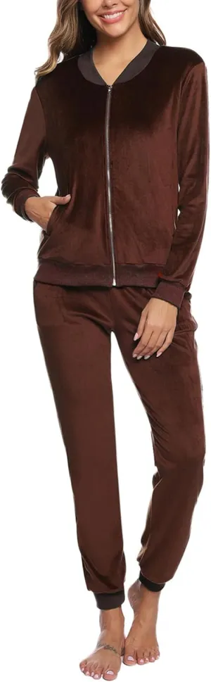 Marvmys Women's Velour Tracksuit Full Zip Up Sweatsuits Set 2 Piece Outfits Jogger Set