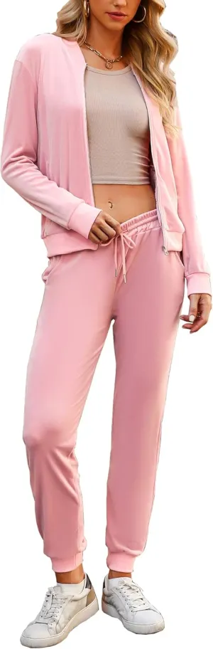 Marvmys Women's Velour Tracksuit Full Zip Up Sweatsuits Set 2 Piece Outfits Jogger Set