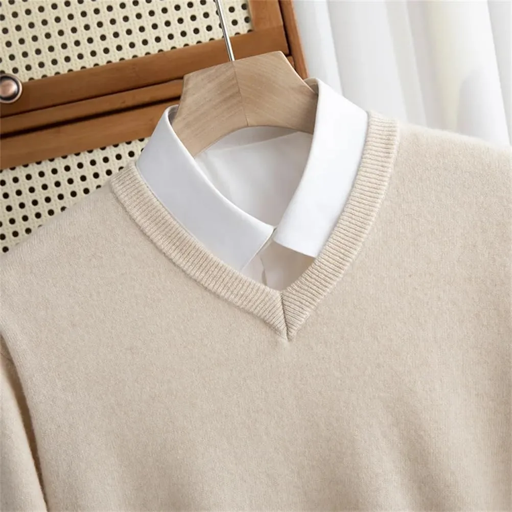 Men Casual V Neck Sweater Ribbed Knit Slim Fit Long Sleeve Solid Color Pullovers Regular Fit Knitting Sweaters