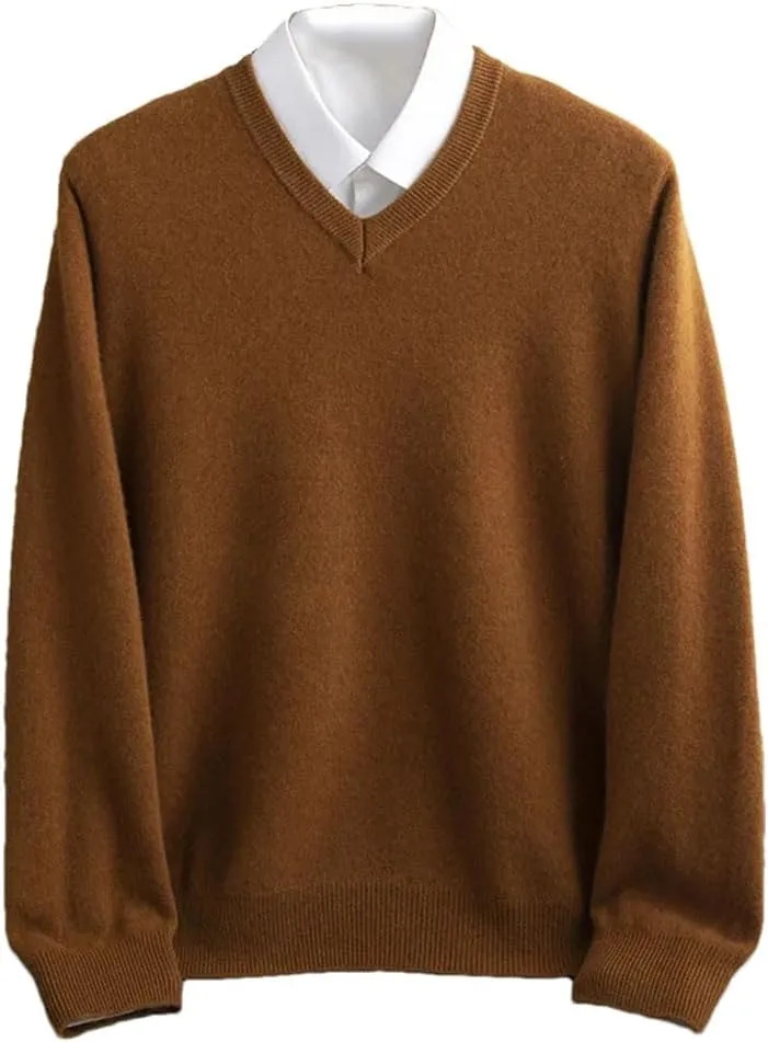 Men Casual V Neck Sweater Ribbed Knit Slim Fit Long Sleeve Solid Color Pullovers Regular Fit Knitting Sweaters