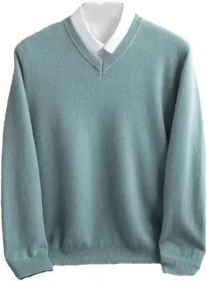 Men Casual V Neck Sweater Ribbed Knit Slim Fit Long Sleeve Solid Color Pullovers Regular Fit Knitting Sweaters