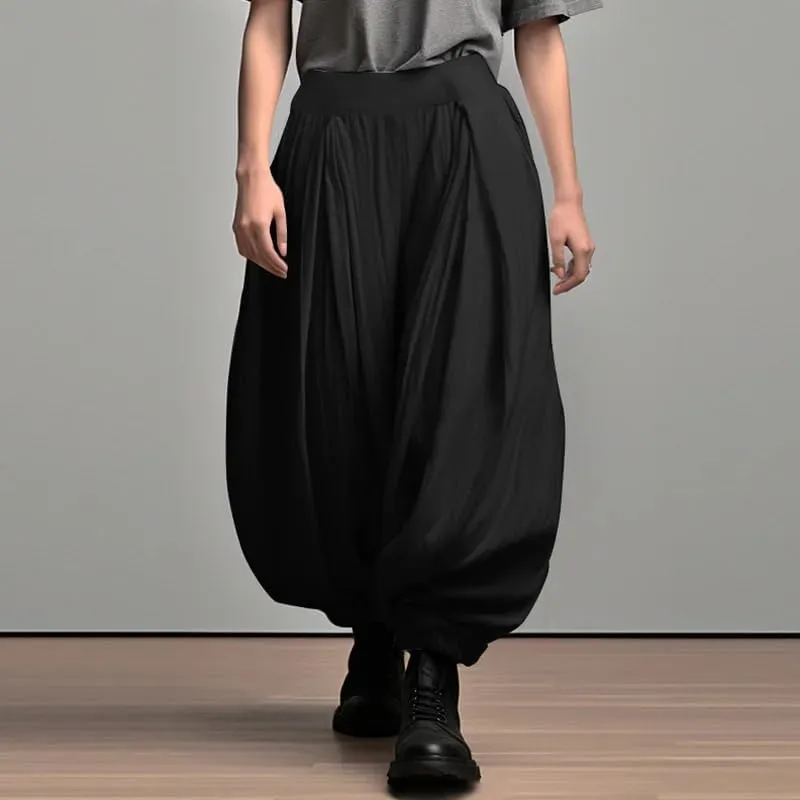 Men Wide Leg Pants Elastic Waist Loose Casual Trousers Men Long Pants