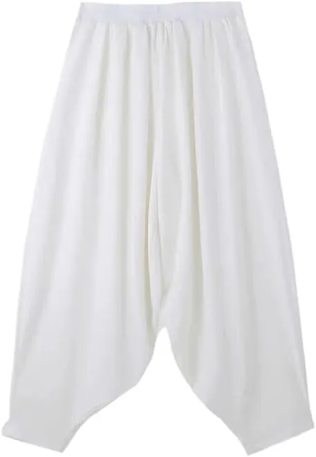 Men Wide Leg Pants Elastic Waist Loose Casual Trousers Men Long Pants