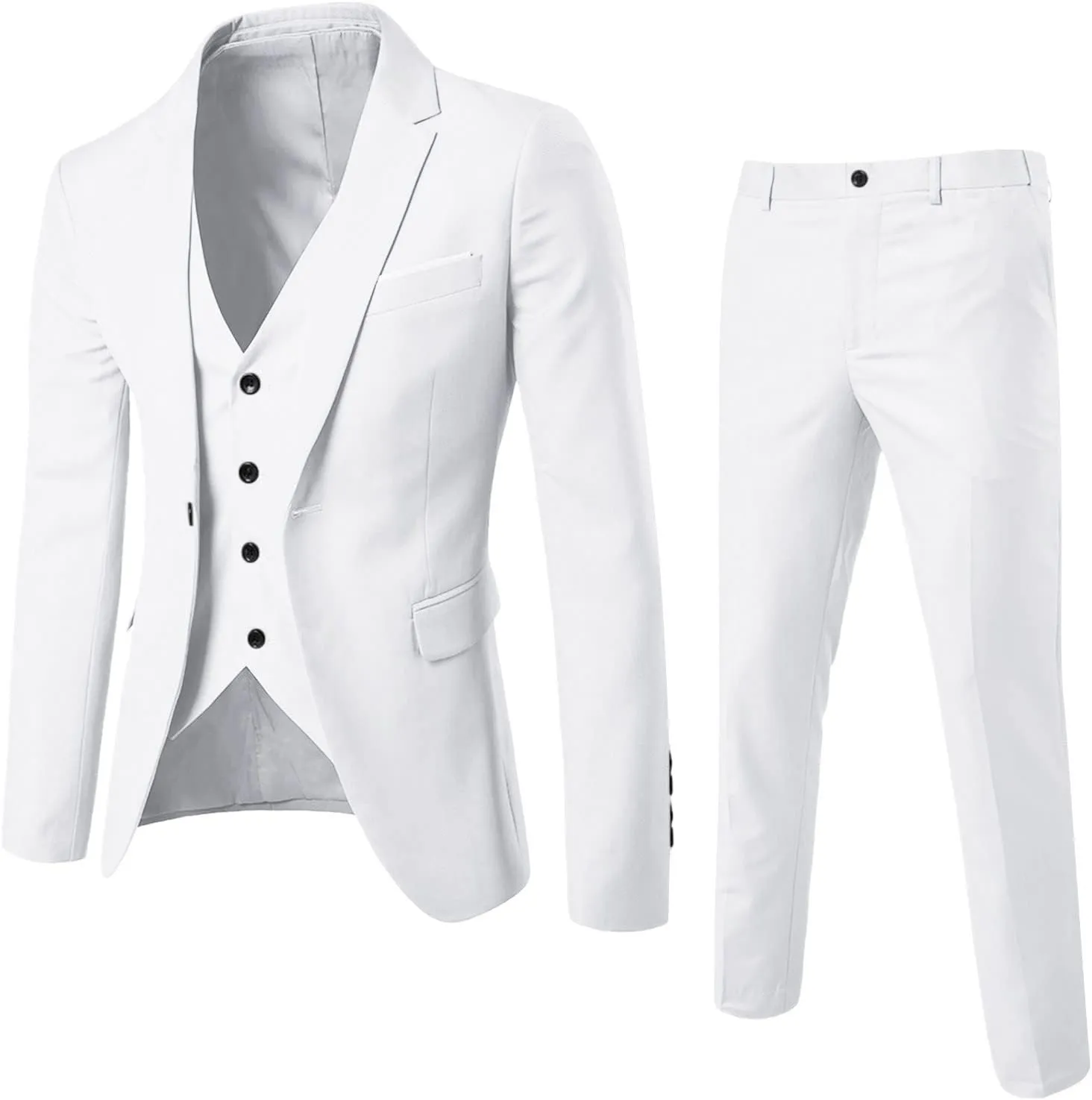 Men's 3 Pieces Suit Slim Fit 2 Button Business Dress Suits Blazer Vest Pants Set For Men Wedding Party Tuxedo Suits