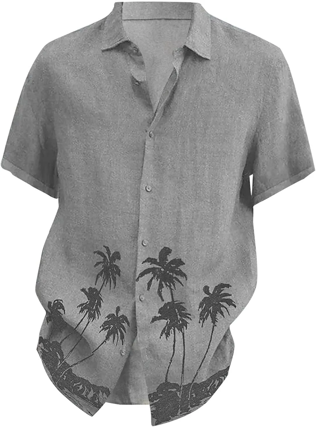 Mens Button Down Linen Shirts Short Sleeve Hawaiian Shirt Casual Shirt for Men Beach Summer Vacation Hippie Shirts
