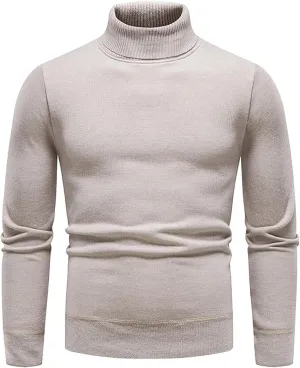 Men's Cardigan Sweaters with Buttons Ribbed Slim Fit Knitted Pullover Autumn Winter Turtleneck Solid Sweater, M-4XL