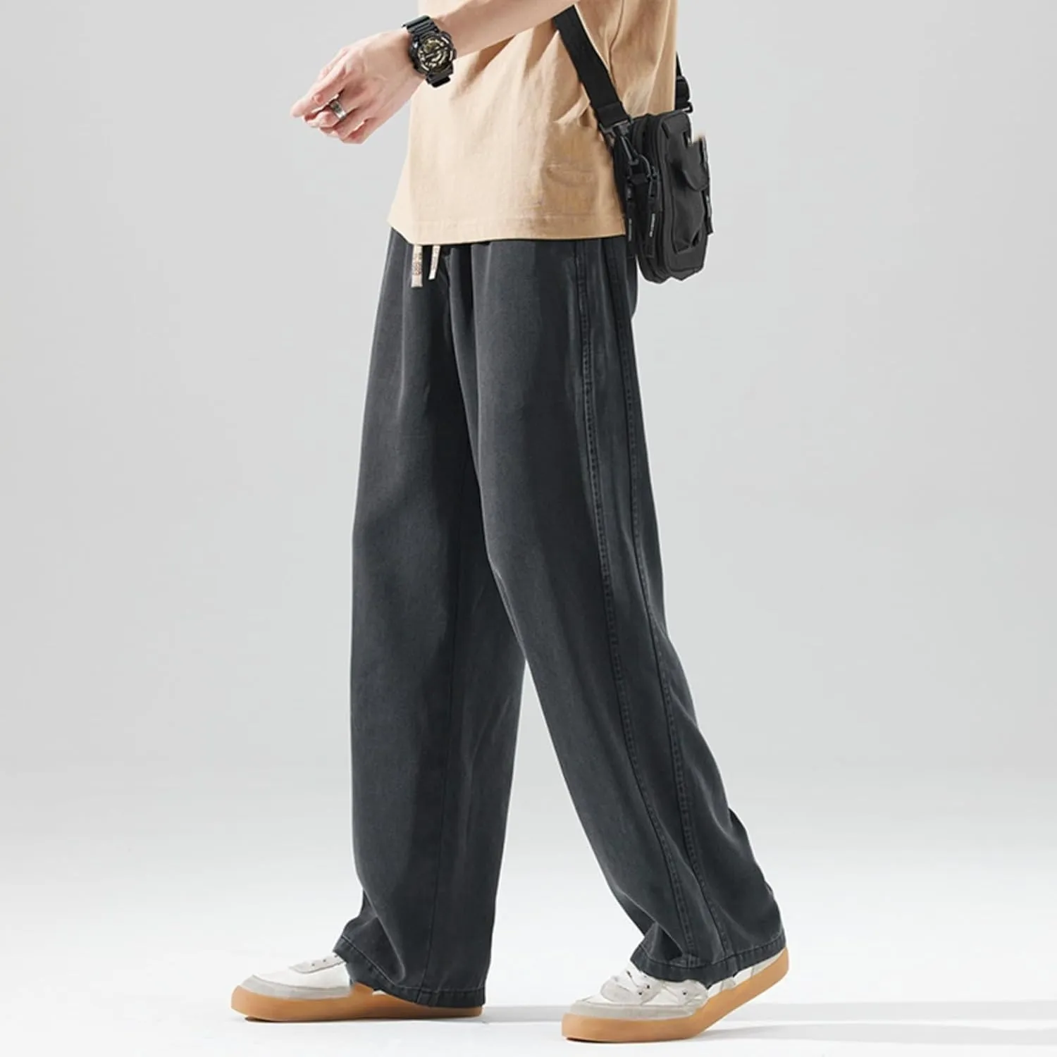 Men's Casual Pants, Loose Sports Straight-Leg Wide-Leg Trousers