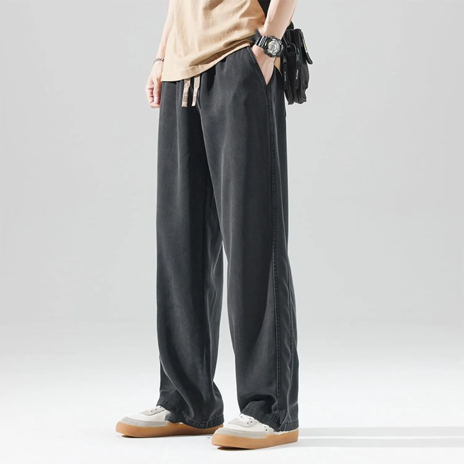 Men's Casual Pants, Loose Sports Straight-Leg Wide-Leg Trousers