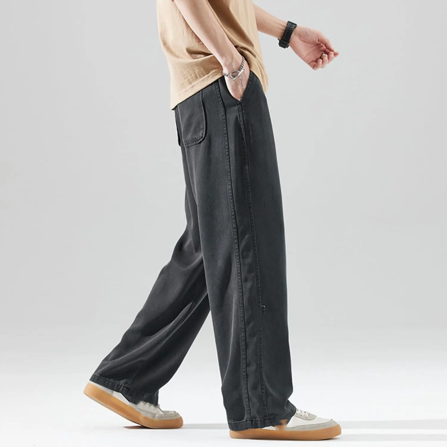Men's Casual Pants, Loose Sports Straight-Leg Wide-Leg Trousers