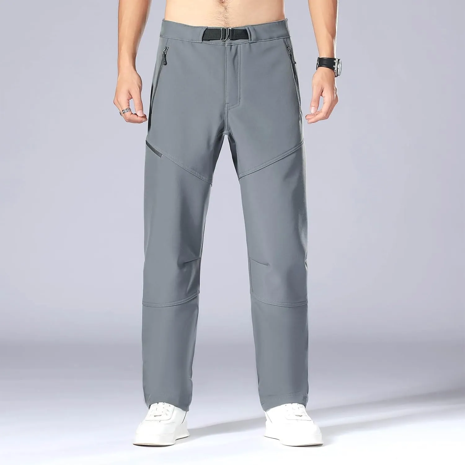 Men's Casual Sports Pants Loose Fit Elastic Waist Patchwork Sweatpants Pants Lightweight Solid Straight Trousers