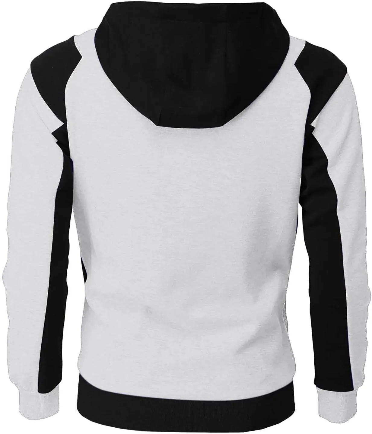 Mens Casual Zipper Hoodies Patchwork Jacket Fall Full Zip Sweatshirts Loose Zip-Front Drawstring Hooded Sweatshirt