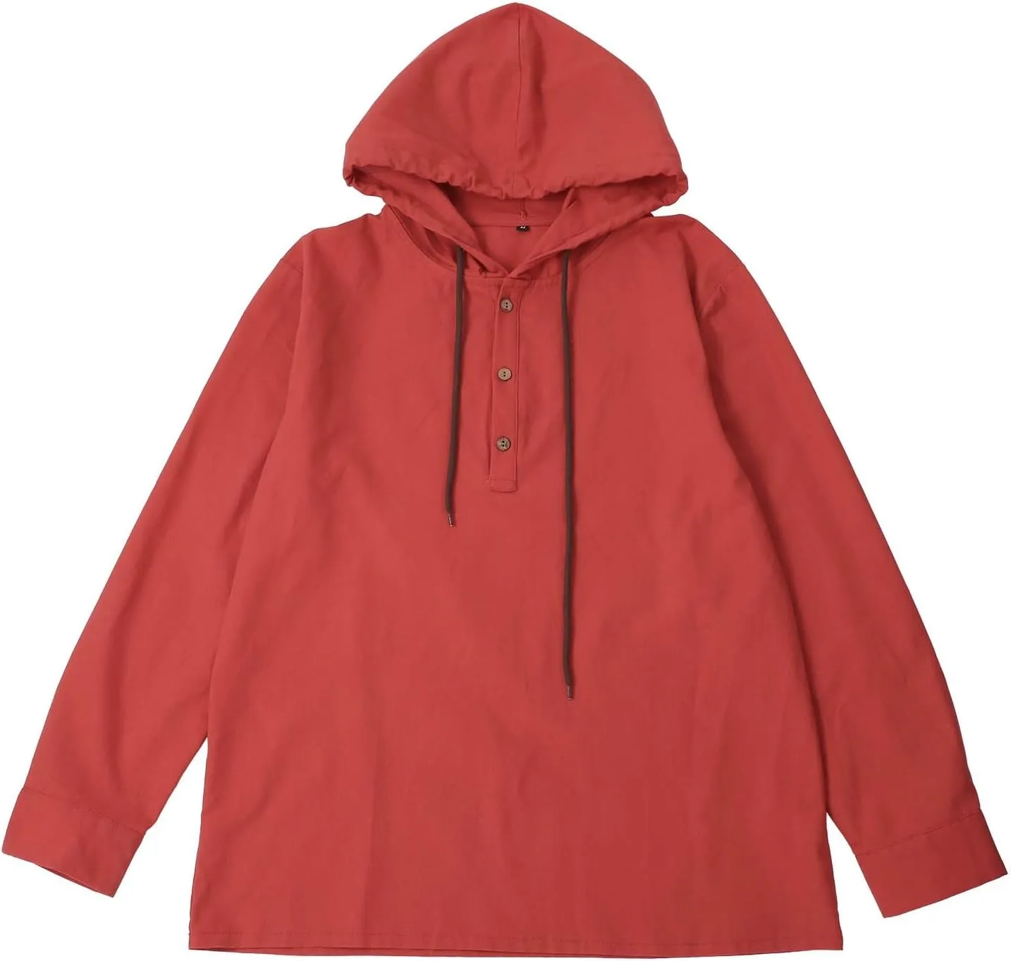 Mens Cotton Linen Henley Shirts with Hood Casual V Neck Drawstring Long Sleeve Hooded Sweatshirt Summer Button Shirt