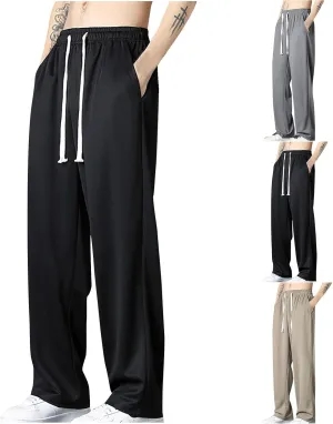 Mens Drawstring Sweatpants Straight Leg Pants Elastic Waist Jogging Pants with Pockets Casual Loose Fit Gym Trousers