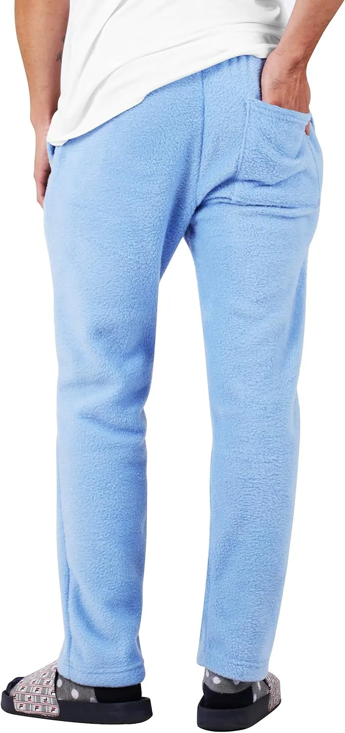 Mens Fuzzy Pants Solid Plush Fleece Jogger Sweatpants with Pockets
