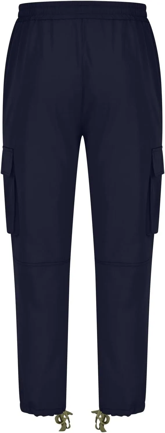 Mens Pants Casual Cotton Multi Pockets Solid Plush Thickened Cargo Pants Performance Utility Trousers Sweatpants