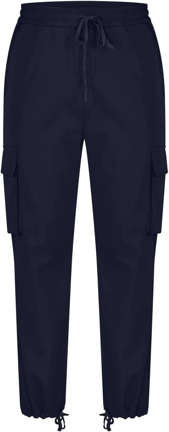 Mens Pants Casual Cotton Multi Pockets Solid Plush Thickened Cargo Pants Performance Utility Trousers Sweatpants