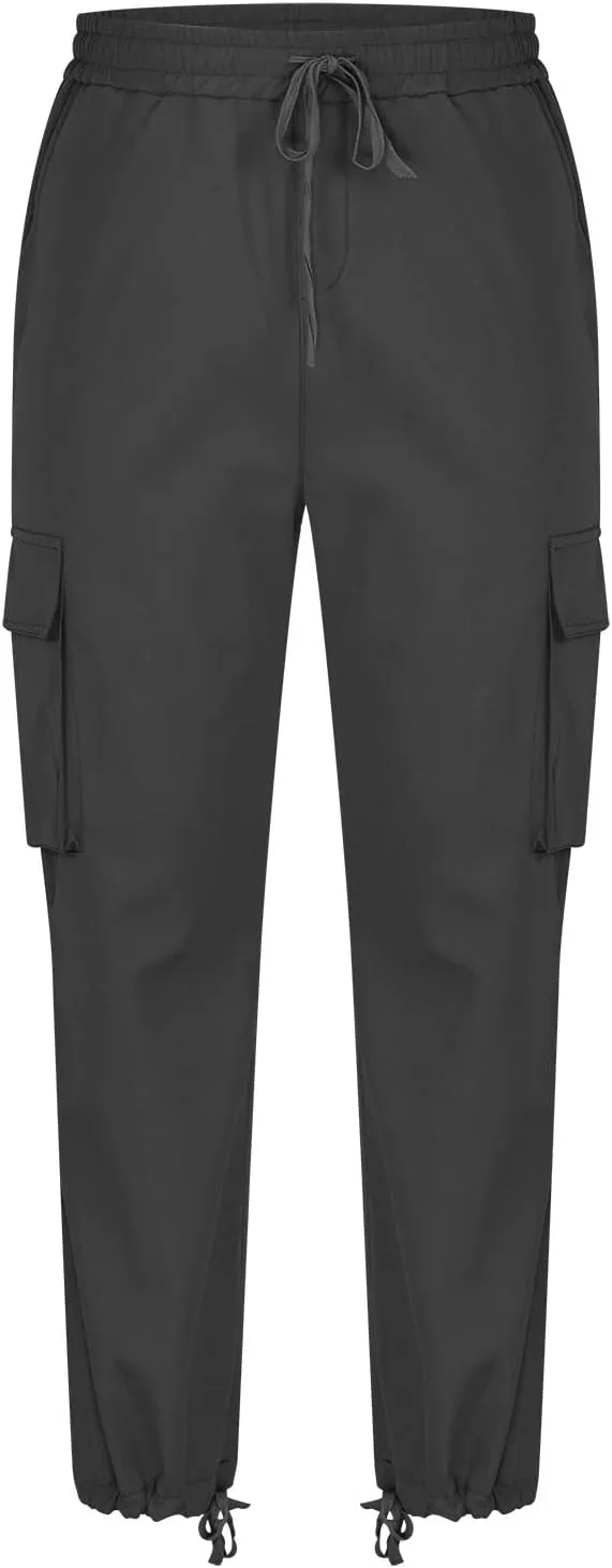 Mens Pants Casual Cotton Multi Pockets Solid Plush Thickened Cargo Pants Performance Utility Trousers Sweatpants