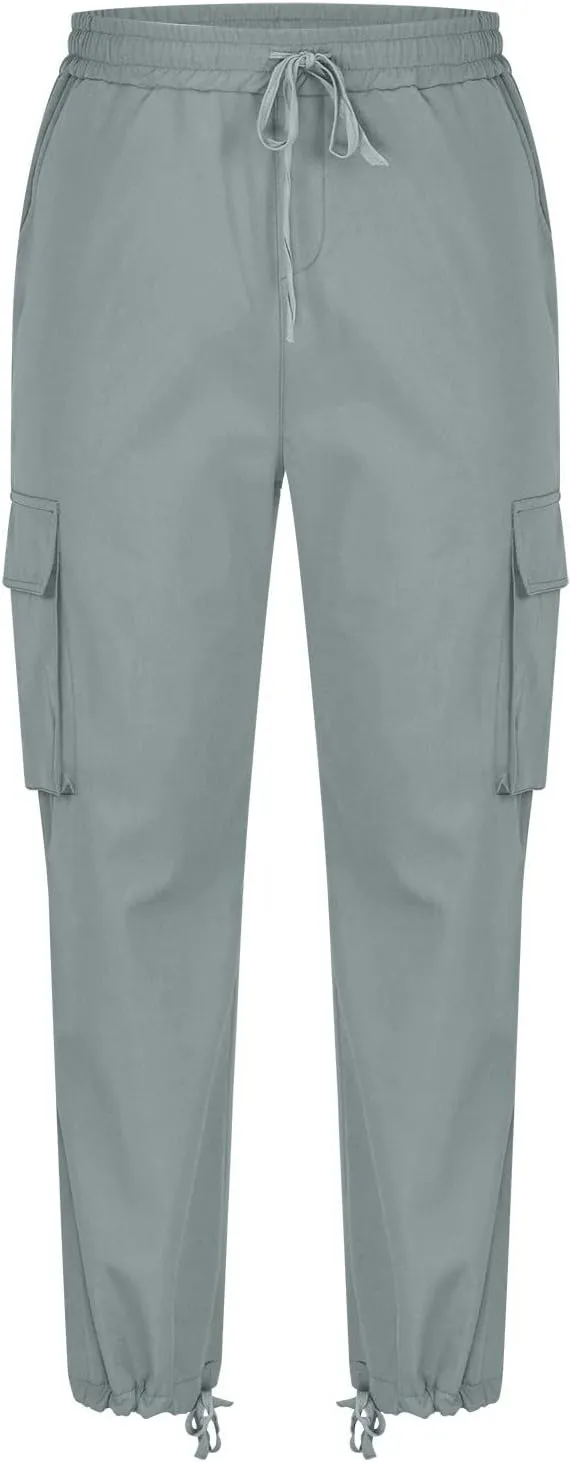 Mens Pants Casual Cotton Multi Pockets Solid Plush Thickened Cargo Pants Performance Utility Trousers Sweatpants