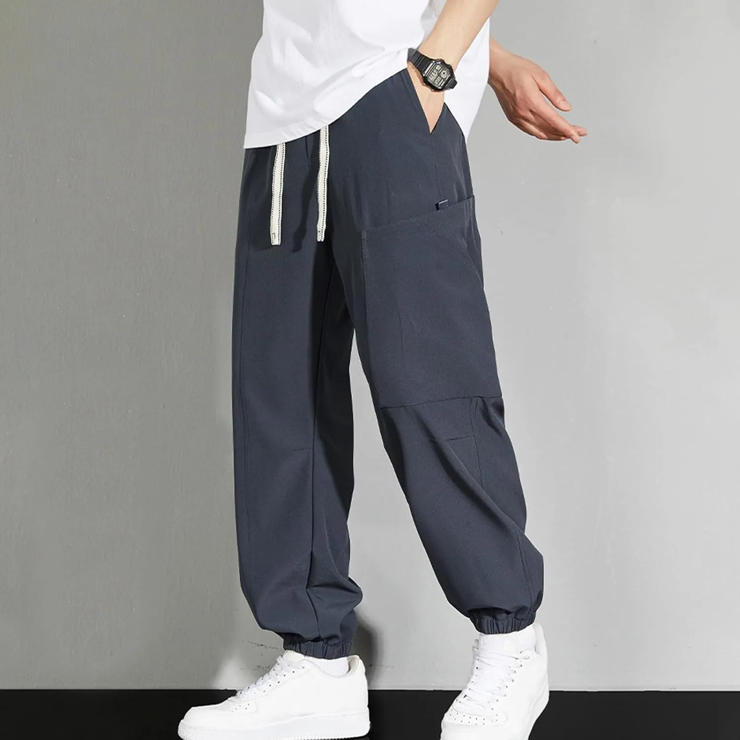 Mens Plus Size Pants Casual Sweatpants Drawstring Tracksuit Bottoms Loose Pant Multi Pockets Trousers Daily Pants M-8XL