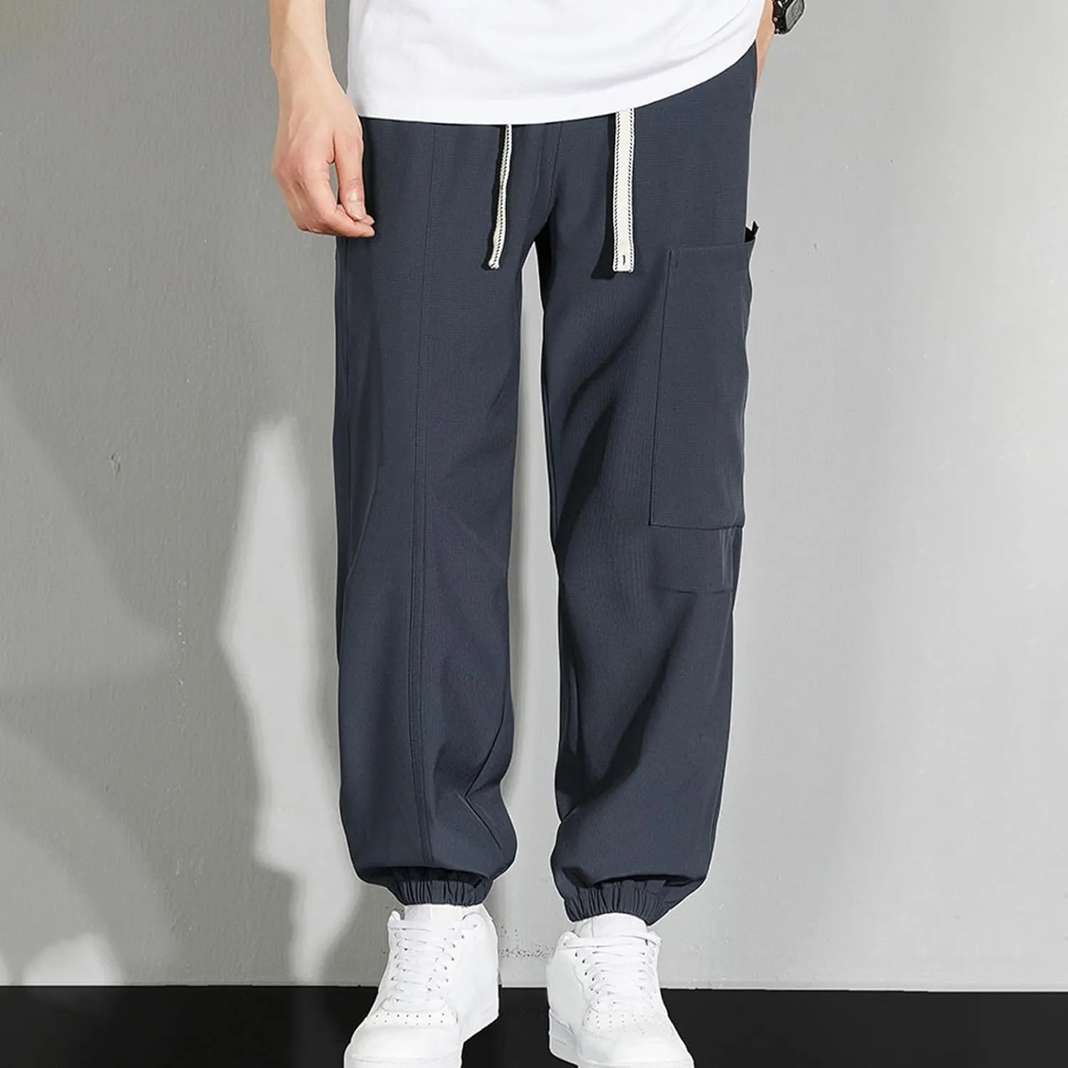 Mens Plus Size Pants Casual Sweatpants Drawstring Tracksuit Bottoms Loose Pant Multi Pockets Trousers Daily Pants M-8XL
