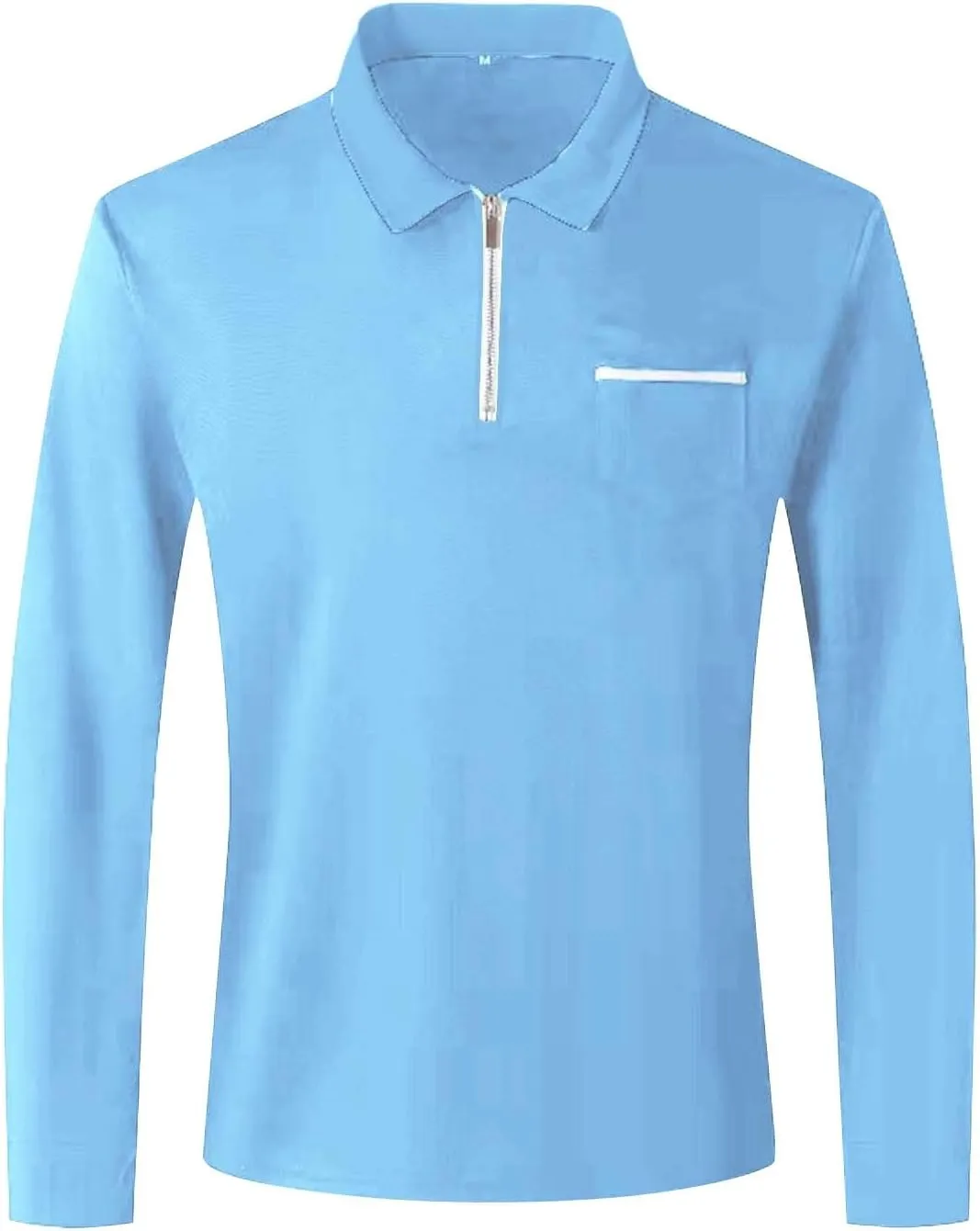 Men's Polo Shirts Zipper Shirts Casual Knit Long Sleeve T Shirt Classic Fit Tops With Pocket Gift, S-3XL