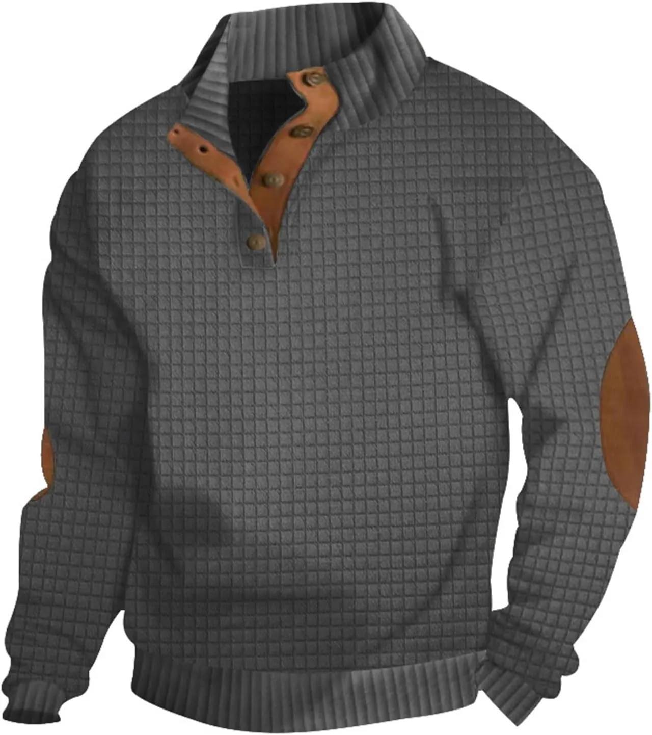 Men's Quarter Button Pullover Long Sleeve Casual Polo Sweatshirt Slim Fit V Neck Sweatshirt Sweaters Basic Tees Tops