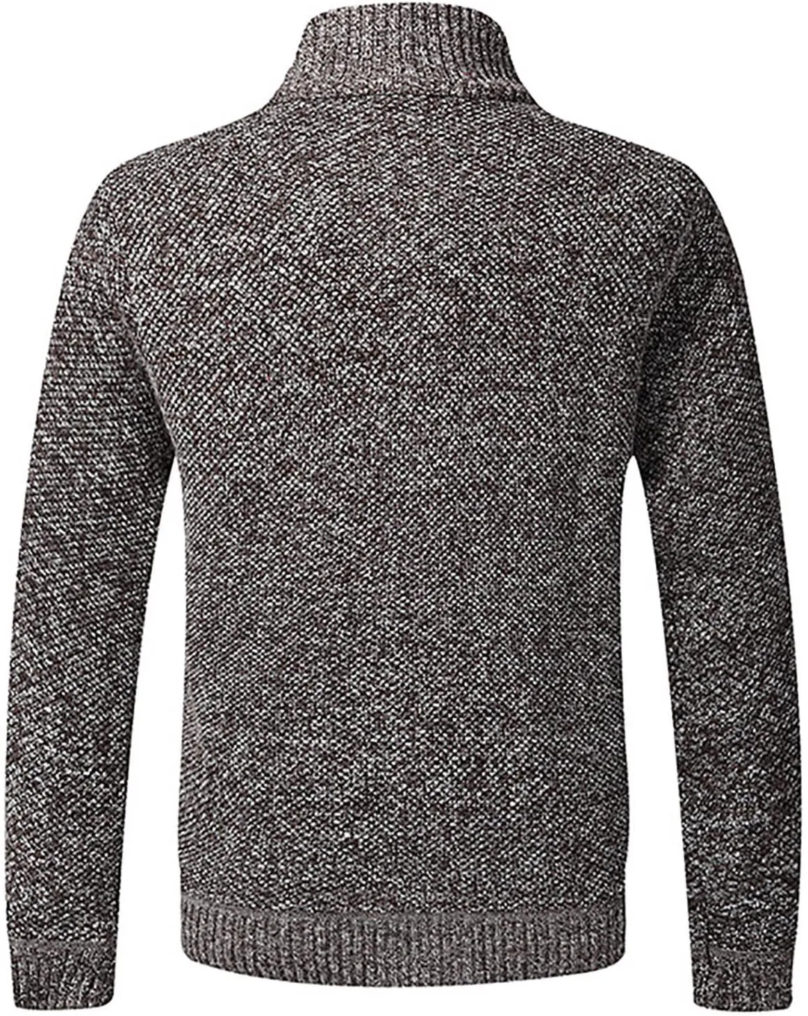 Mens Sweater Cardigan Zip Up Cable Knit Stand Collar Sweater Coat Regular Fit Fleece Lined Winter Warm Knitwear