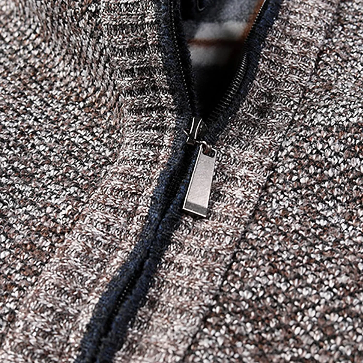 Mens Sweater Cardigan Zip Up Cable Knit Stand Collar Sweater Coat Regular Fit Fleece Lined Winter Warm Knitwear