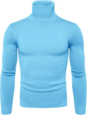 Mens Sweater Men's Solid Long Sleeve Ribbed Slim Fit Baselayer Knitted Pullover Turtleneck Sweater T-Shirts Shirts