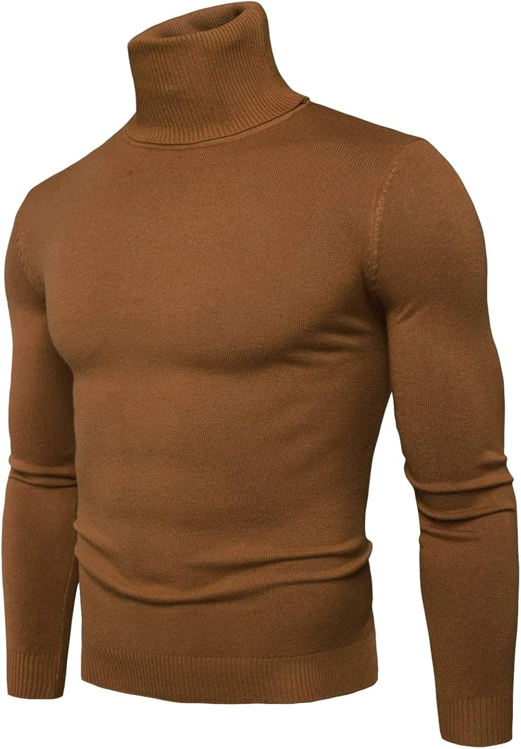 Mens Sweater Men's Solid Long Sleeve Ribbed Slim Fit Baselayer Knitted Pullover Turtleneck Sweater T-Shirts Shirts