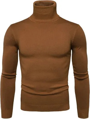 Mens Sweater Men's Solid Long Sleeve Ribbed Slim Fit Baselayer Knitted Pullover Turtleneck Sweater T-Shirts Shirts