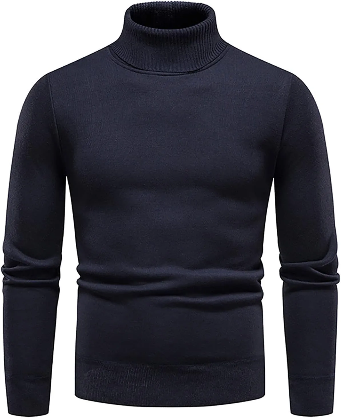 Men's Sweaters Ribbed Slim Fit Knitted Pullover Autumn Winter Turtleneck Solid Color Sweater Men, M-4XL