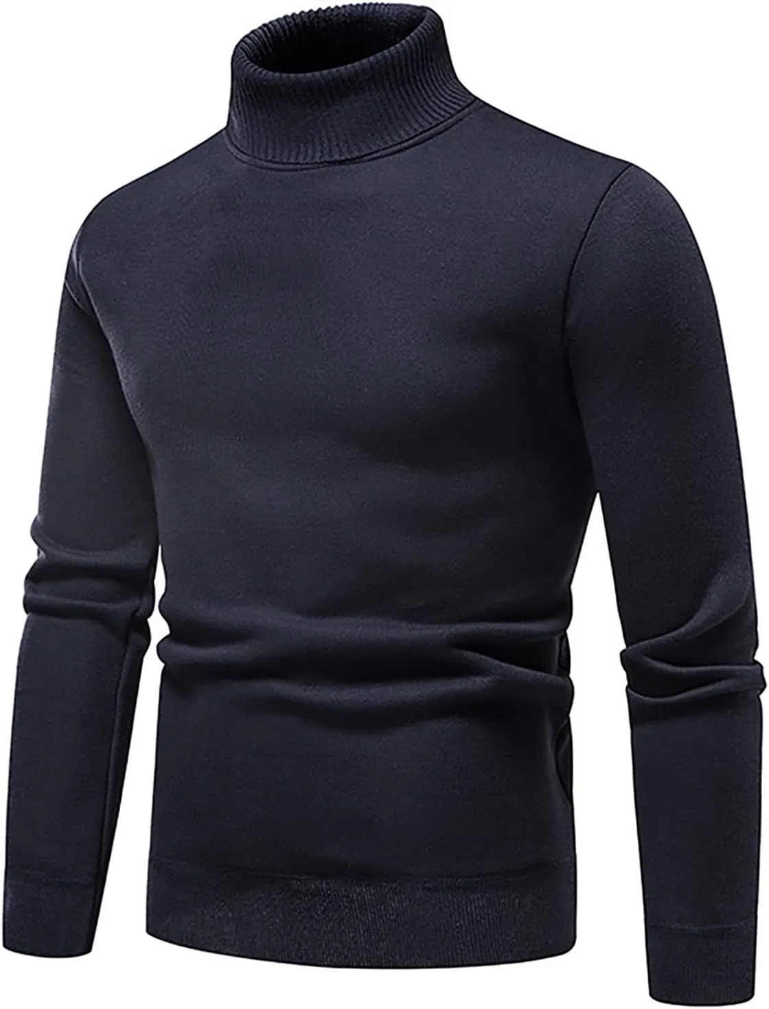 Men's Sweaters Ribbed Slim Fit Knitted Pullover Autumn Winter Turtleneck Solid Color Sweater Men, M-4XL