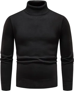 Men's Sweaters Ribbed Slim Fit Knitted Pullover Autumn Winter Turtleneck Solid Color Sweater Men, M-4XL