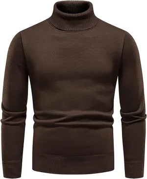 Men's Sweaters Ribbed Slim Fit Knitted Pullover Autumn Winter Turtleneck Solid Color Sweater Men, M-4XL