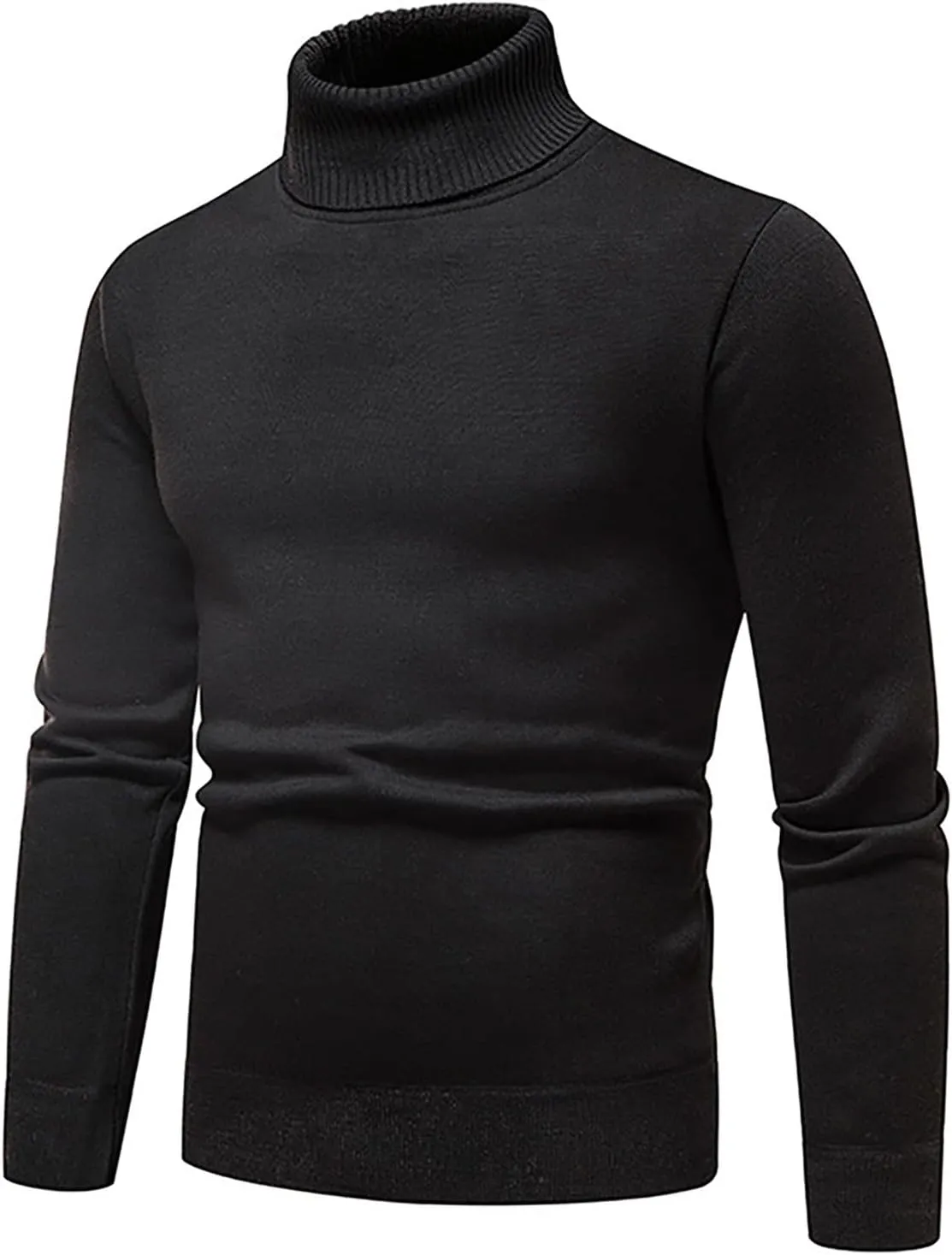 Men's Sweaters Ribbed Slim Fit Knitted Pullover Autumn Winter Turtleneck Solid Color Sweater Men, M-4XL