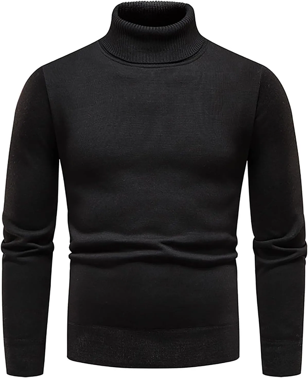 Men's Sweaters Ribbed Slim Fit Knitted Pullover Autumn Winter Turtleneck Solid Color Sweater Men, M-4XL