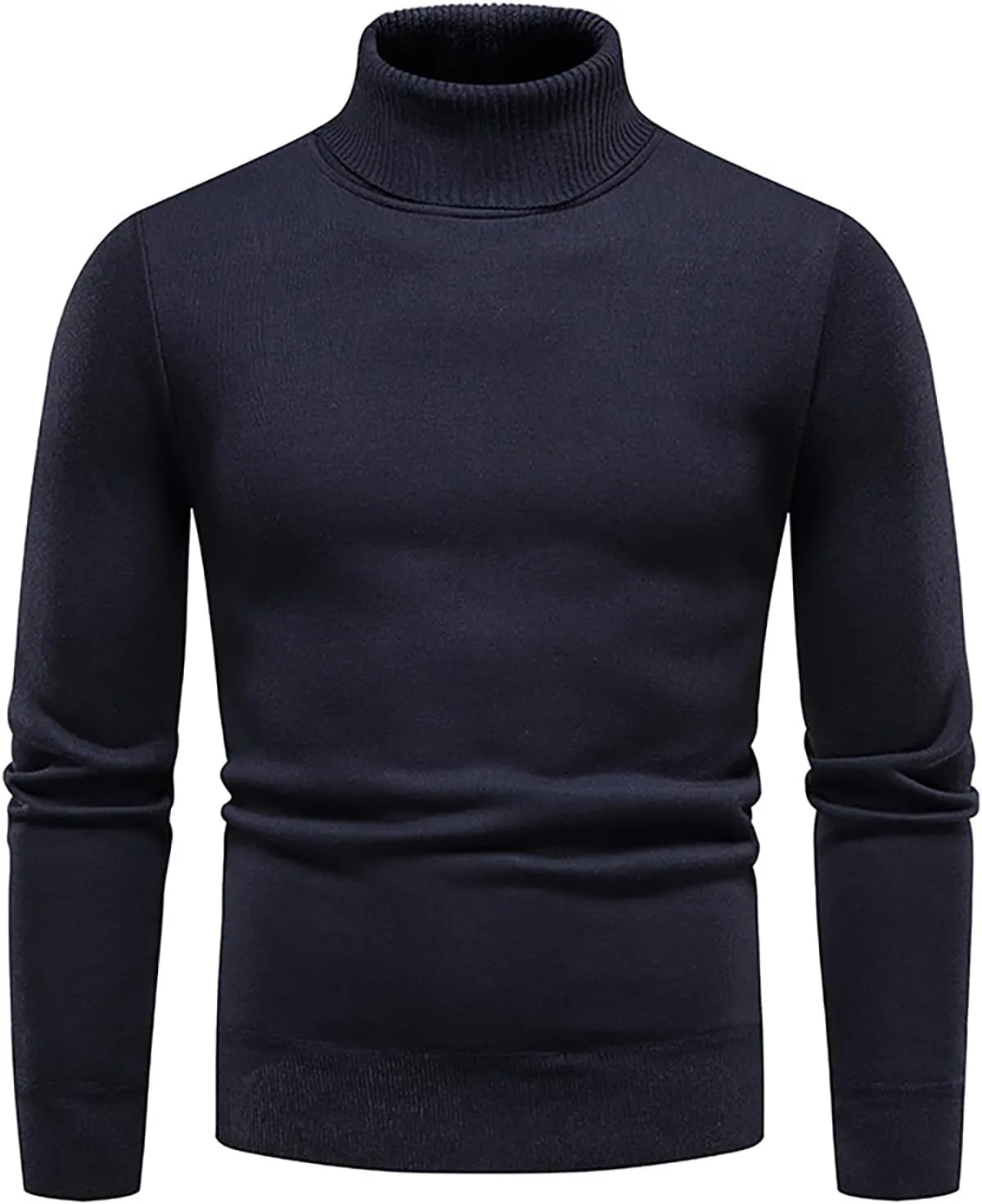 Men's Sweaters Ribbed Slim Fit Knitted Pullover Autumn Winter Turtleneck Solid Color Sweater Men, M-4XL