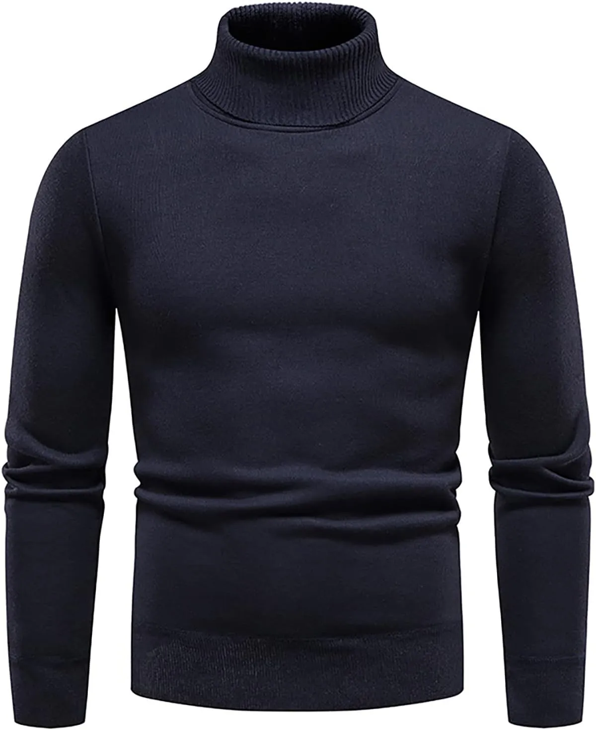 Men's Sweaters Ribbed Slim Fit Knitted Pullover Autumn Winter Turtleneck Solid Color Sweater Men, M-4XL