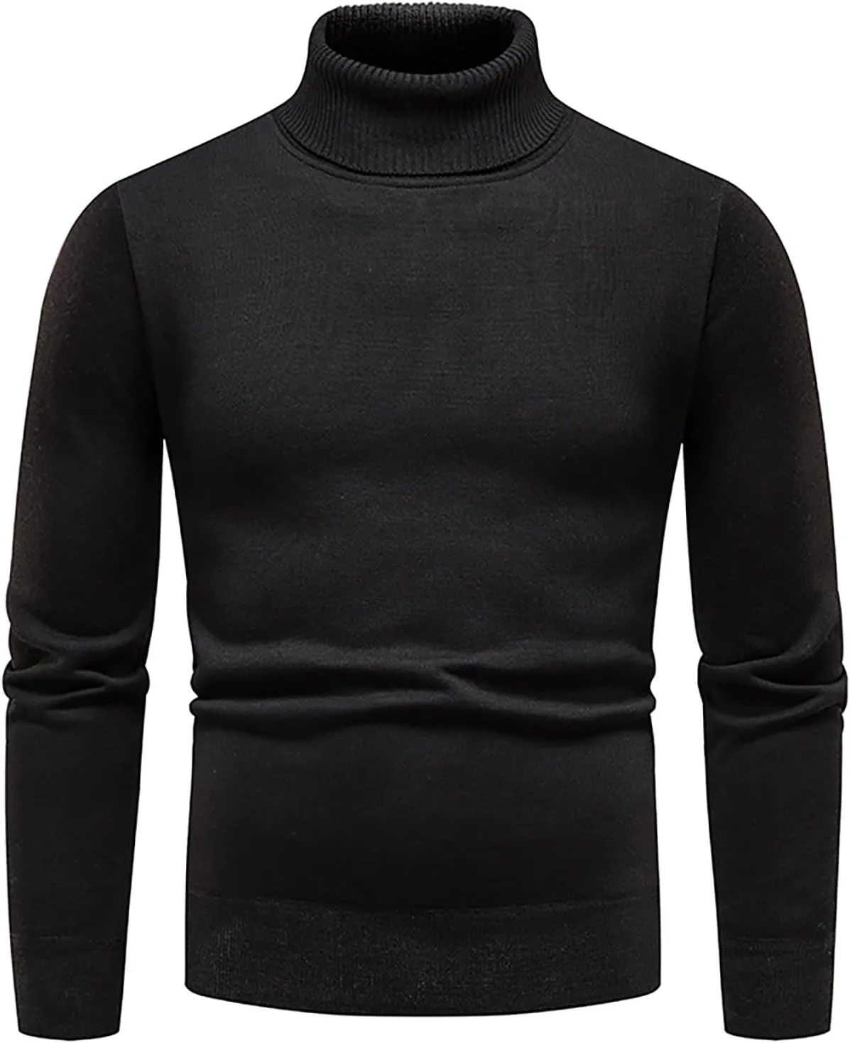 Men's Sweaters Ribbed Slim Fit Knitted Pullover Autumn Winter Turtleneck Solid Color Sweater Men, M-4XL