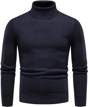 Men's Sweaters Ribbed Slim Fit Knitted Pullover Autumn Winter Turtleneck Solid Color Sweater Men, M-4XL