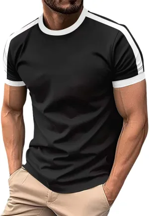 Men's T-Shirts Short Sleeve Crewneck Casual Sport Tee Trendy Colorblock Baseball Shirt Workout Muscle Top Big & Tall