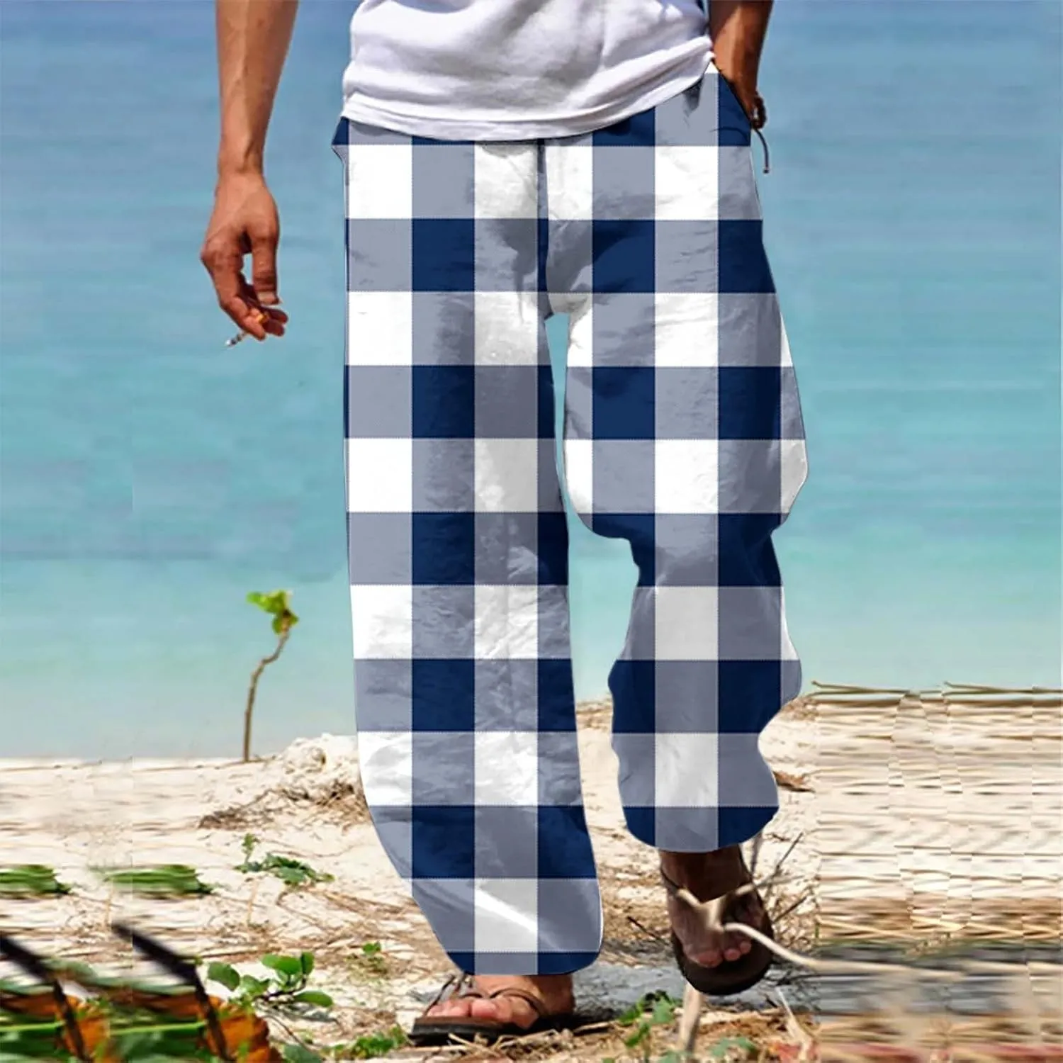 Men's Trousers Summer Pants Beach Pants Drawstring Elastic Waist Comfort Casual Holiday Streetwear Chinos Pants