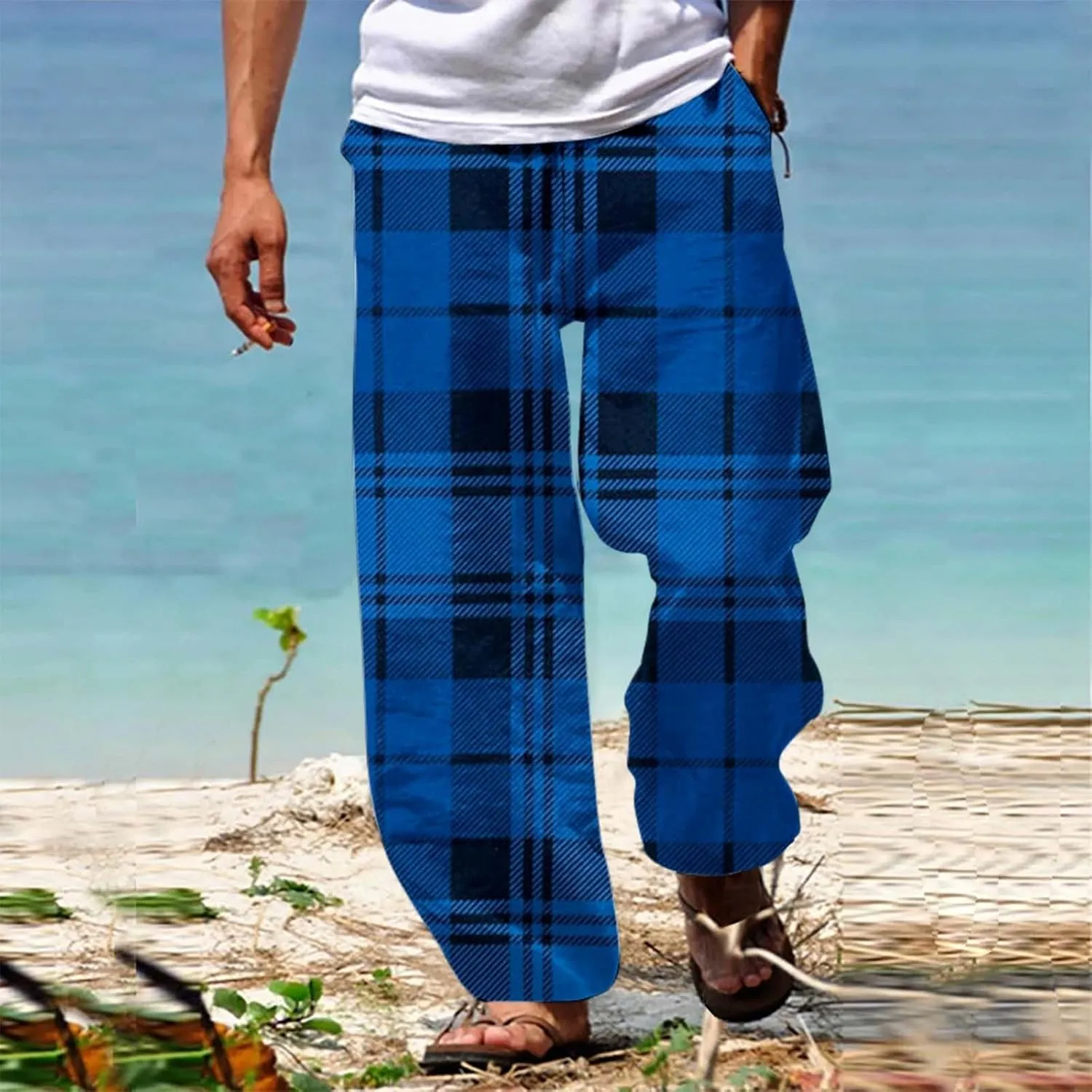 Men's Trousers Summer Pants Beach Pants Drawstring Elastic Waist Comfort Casual Holiday Streetwear Chinos Pants