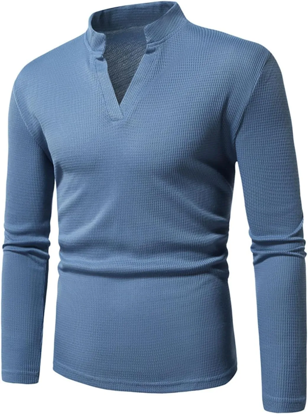 Mens V Neck Sweaters Stand Collar Pullover Long Sleeve Slim Fit Sweater Ribbed Knit Pullover Sweater Casual Warm Tops