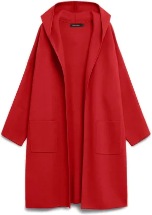 MEROKEETY Long Hooded Cardigan Sweaters for Women Oversized Open Front Coatigan Lady Jacket Coat Pockets