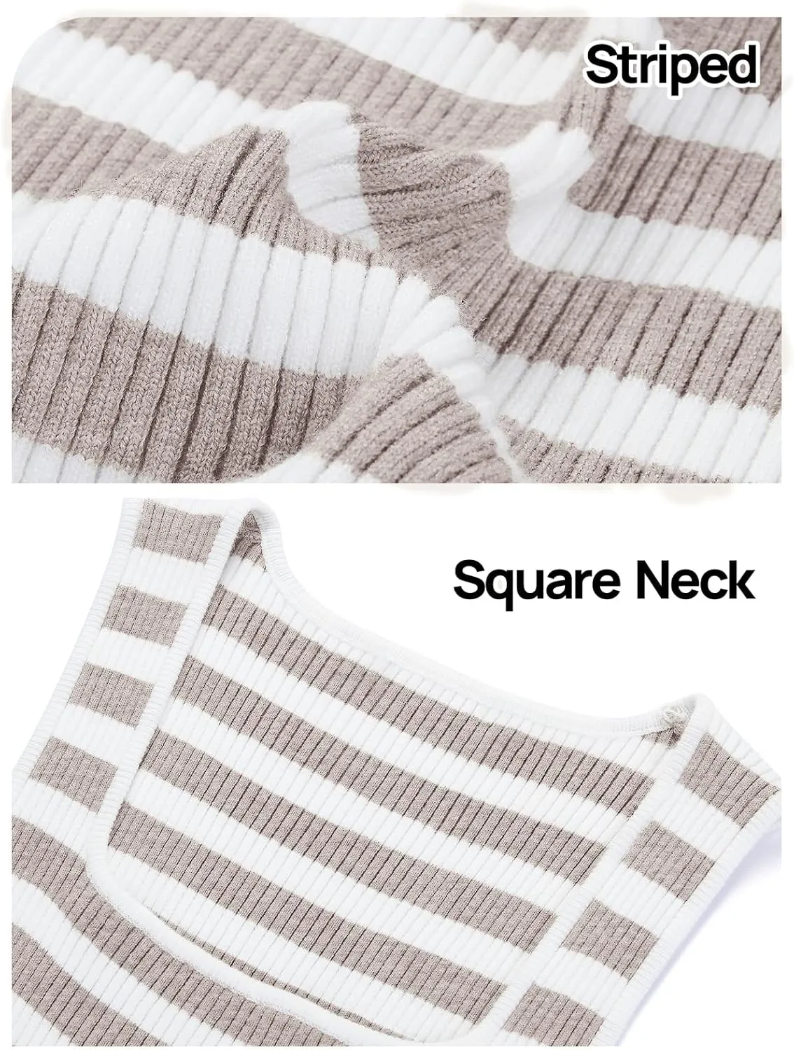 MEROKEETY Women's 2025 Sleeveless Ribbed Tank Tops Striped Knit Square Neck Shirts Summer Casual Basic Tanks